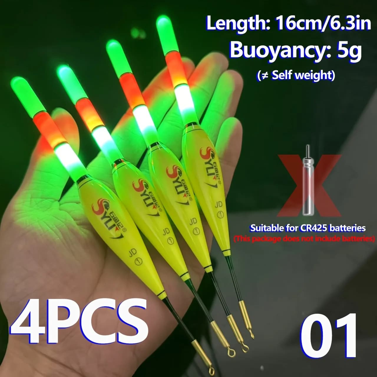 Lot de 4 flotteurs lumineux pour la pêche de nuit à la carpe, visibilité optimale et éclairage puissant