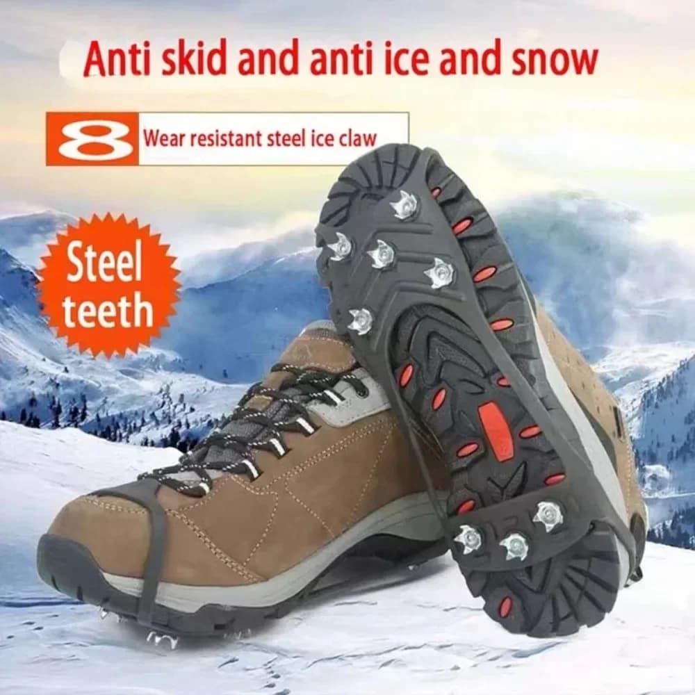 Crampons 8 pointes pour chaussures de pêche hivernale - Anti-dérapant glace et neige sécurité