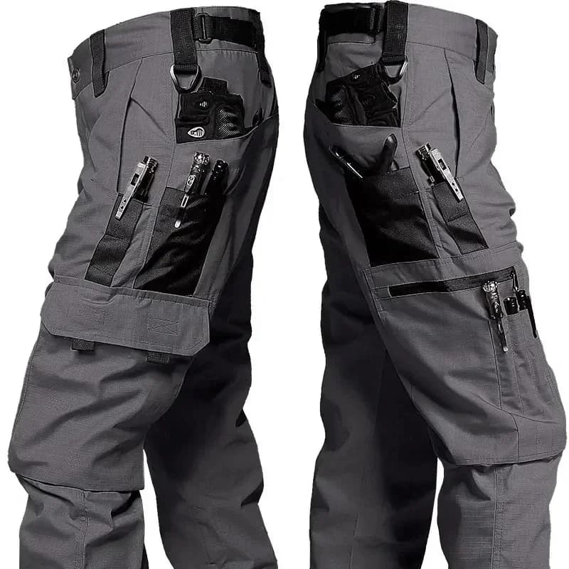 Pantalon cargo tactique imperméable pour hommes - 2 pièces multi-poches - Entraînement outdoor pêche