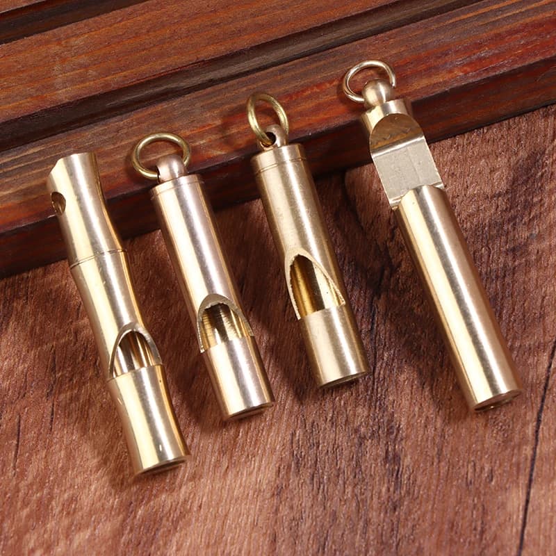 Sifflet de survie haute fréquence en laiton - Accessoire portable pêche outdoor sécurité décibels explosifs