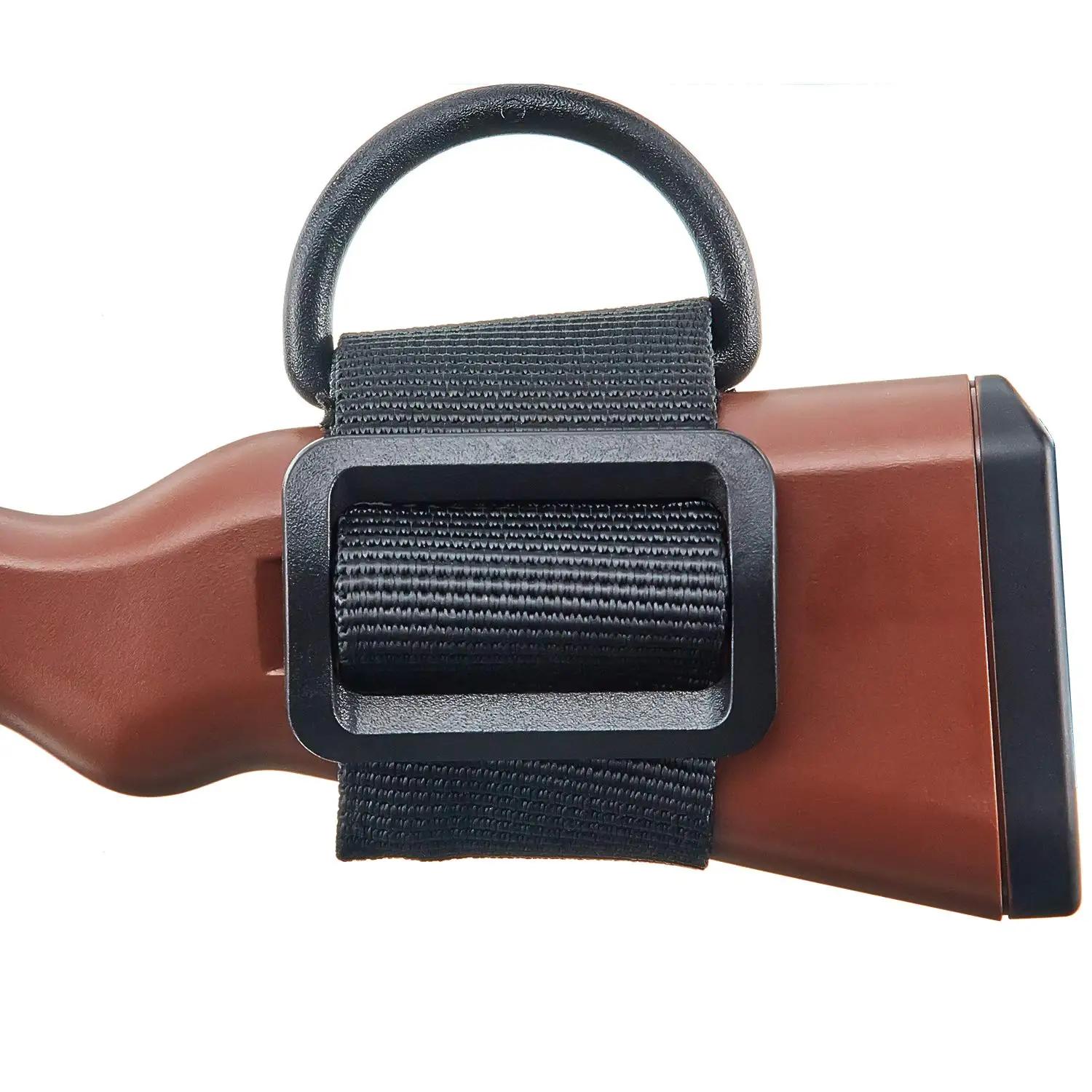 Adaptateur écharpe fusil anneau D nylon robuste noir fixation crosse pour pêche au fusil harpon