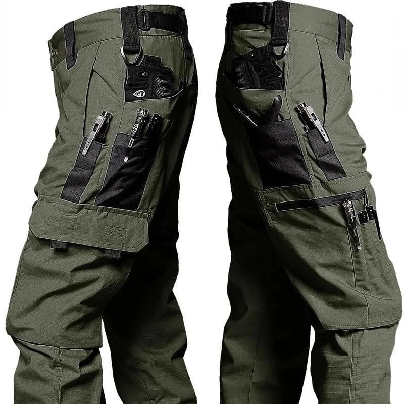Pantalon cargo camouflage noir ripstop imperméable pêche training travail outdoor homme