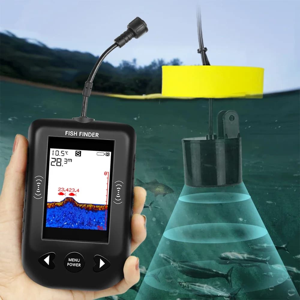 Sonar portable pêche alarme 100m 45 degrés détection poissons lac mer échosondeur