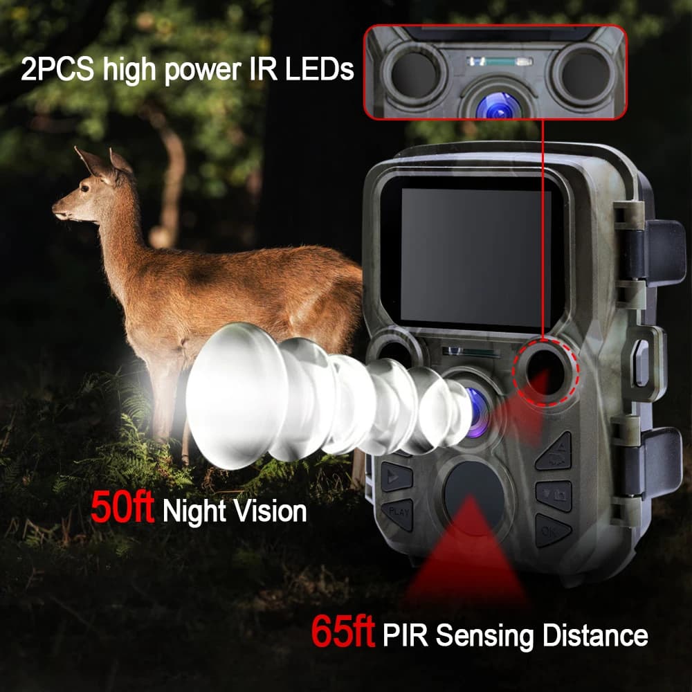 Mini caméra de jeu trail 1080P 12MP étanche avec LED IR portée 20m pour pièges photos extérieurs