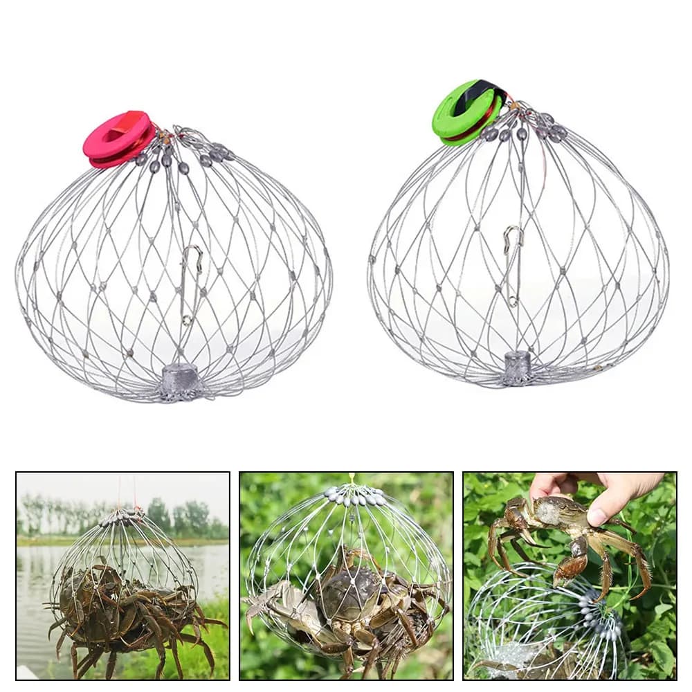 Piège à poissons crabe automatique - Filet cage ouverture fermeture auto - Acier inoxydable eau salée