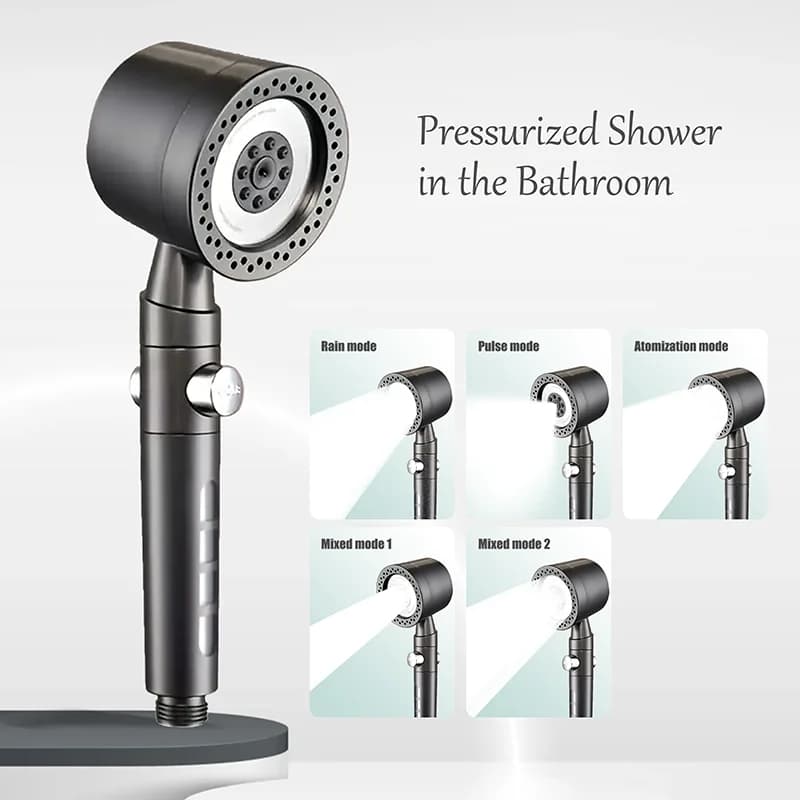 Pommeau de douche haute pression 5 modes - Économie d'eau, idéal pêcheurs pour hygiène optimale