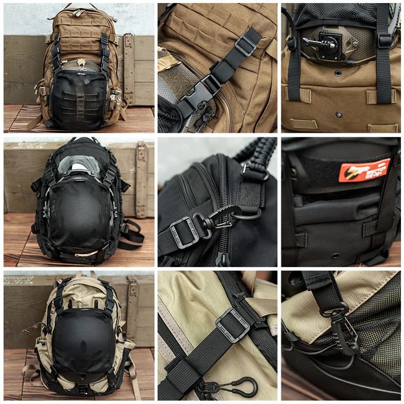 Filet casque sac à dos polyvalent MOLLE - Rangement équipement pêche et sports outdoor