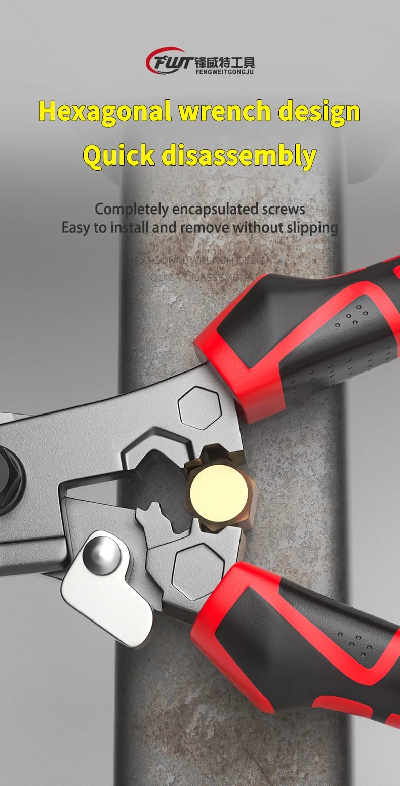 Ciseaux électricien multifonction avec clé - Outil professionnel coupe métal et câbles pour travaux électriques