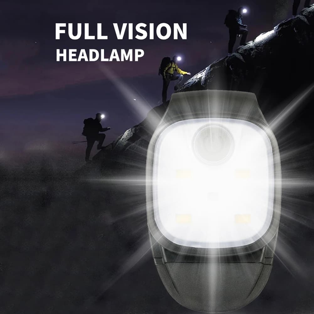 Lampe clip LED rechargeable 4 modes pour sécurité lors de la pêche nocturne et randonnée