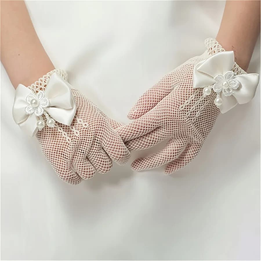 Filets gants pêche enfants élégants perles lacets élastiques fêtes mode été