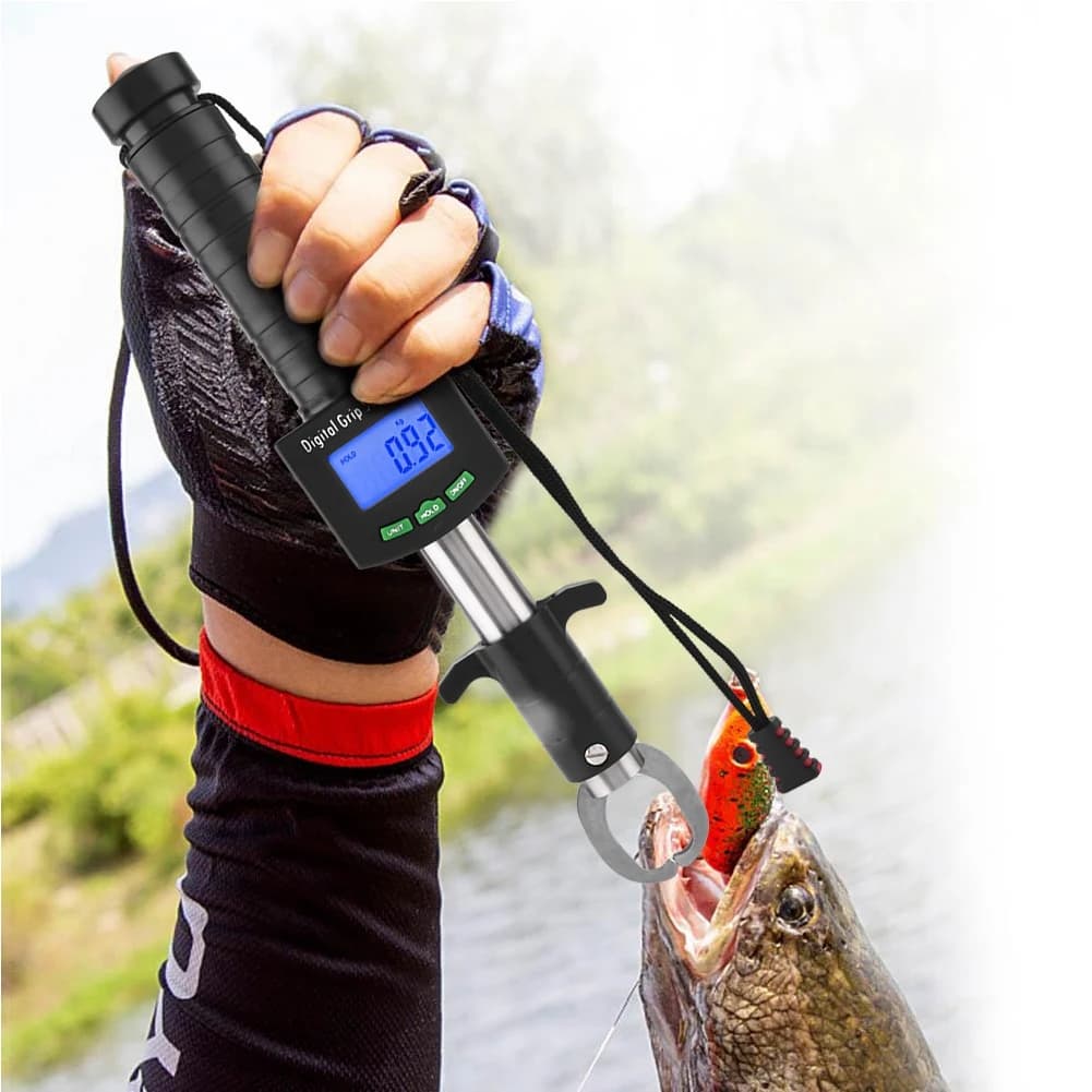 Pèse-poisson digital 3 en 1 grip lip gripper avec pince et mètre ruban 25kg 55lb pour pêche sportive
