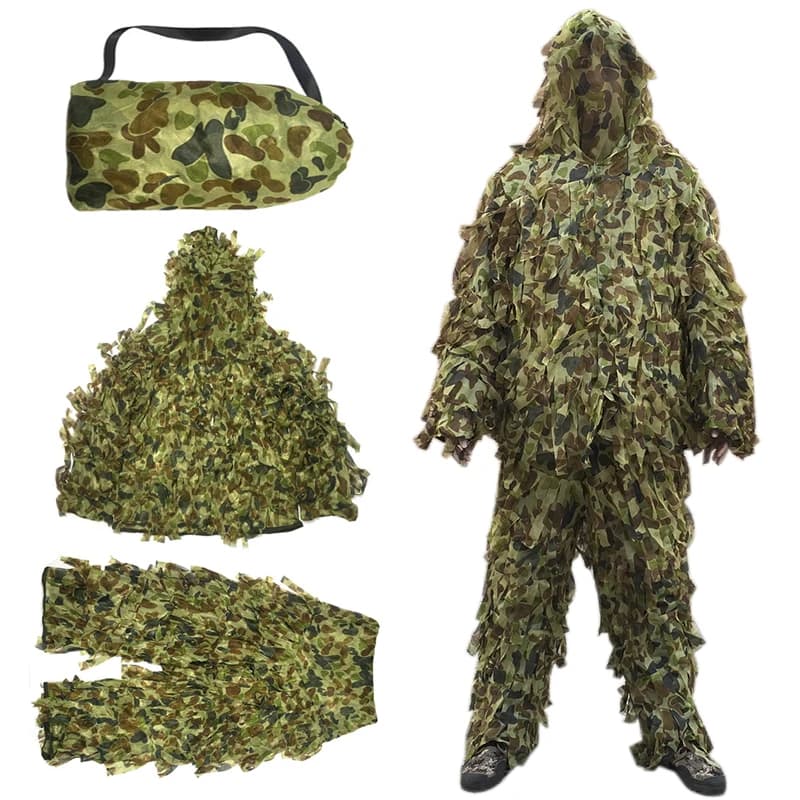 Ensemble Ghillie 3 pièces Yowie feuilles camouflage pêche chasse bionique unisexe tactique