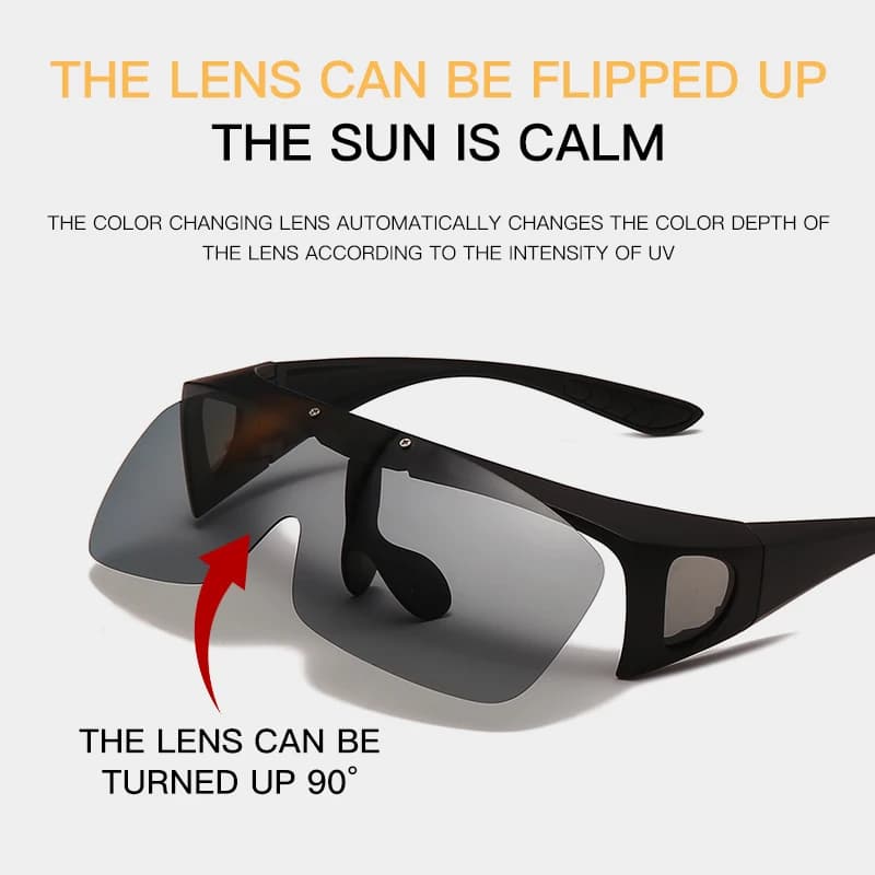 Lunettes de pêche polarisées relevables sur-lunettes vision nocturne conduite UV400 - Polyvalence