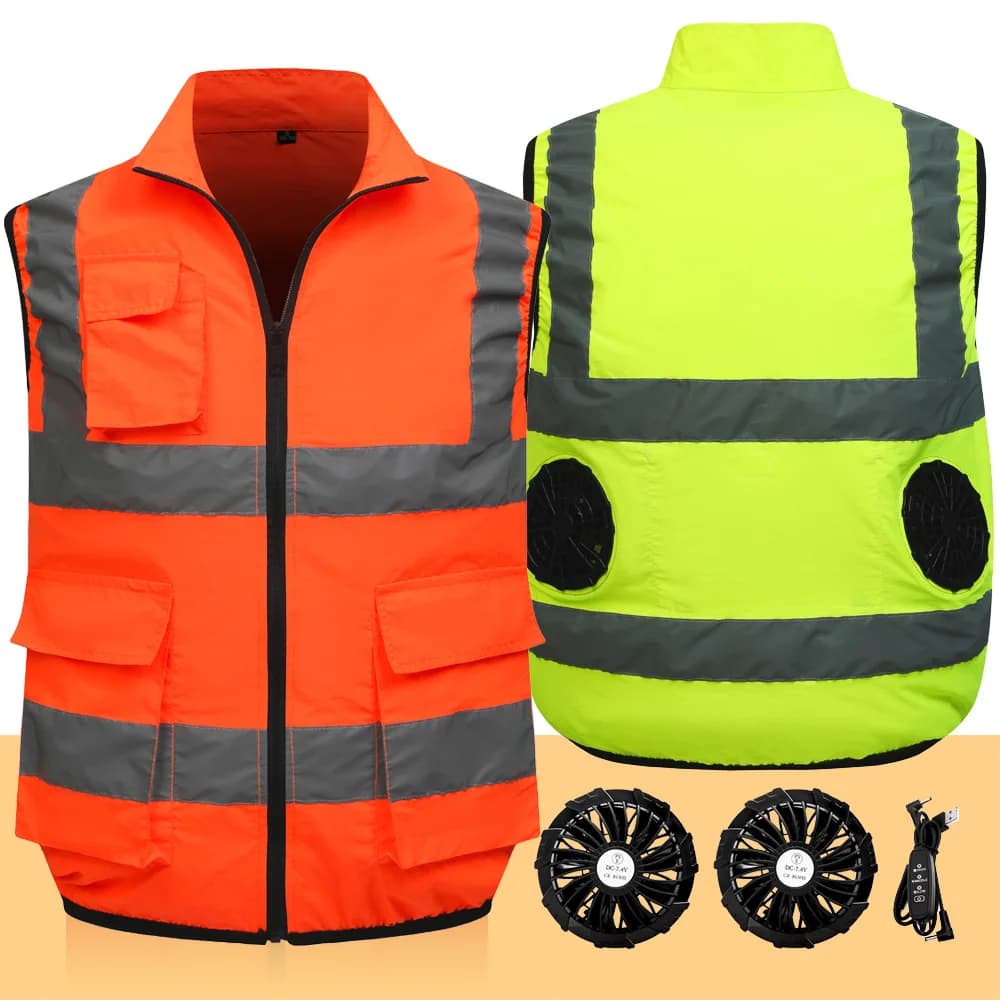 Veste rafraîchissante homme avec ventilateur USB pour travail en été - Veste de travail ventilée et lumineuse