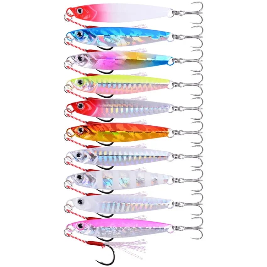 Set de 3-8 leurres jig métal 7g-40g - Leurres de fond pour pêche en mer et pêche côtière au lancer