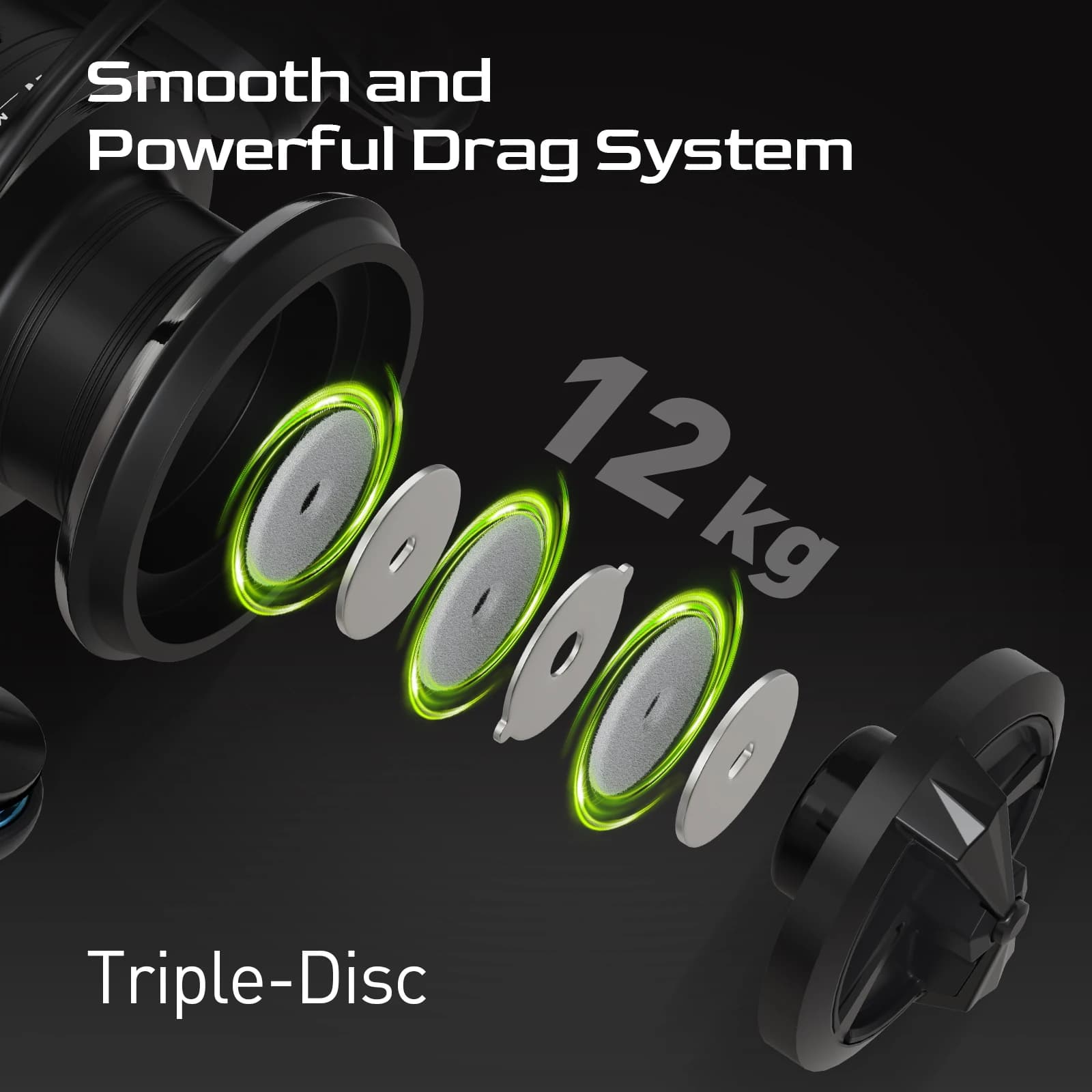 Moulinet spinning HANDING M1 12kg de drag max - 9+1 roulements à billes pour pêche du brochet, perche et sandre