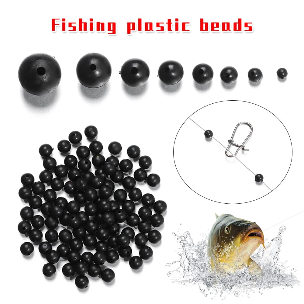 Perles flottantes plastique noir souples et dures 3mm à 12mm pour montage ligne pêche leurres appâts
