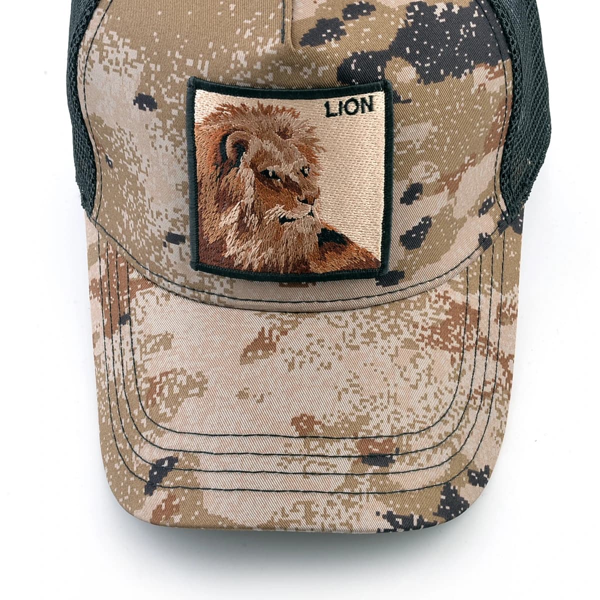 Camouflage Trucker Cap With Embroidery Lion Patch Snapback Baseball Cap For Men