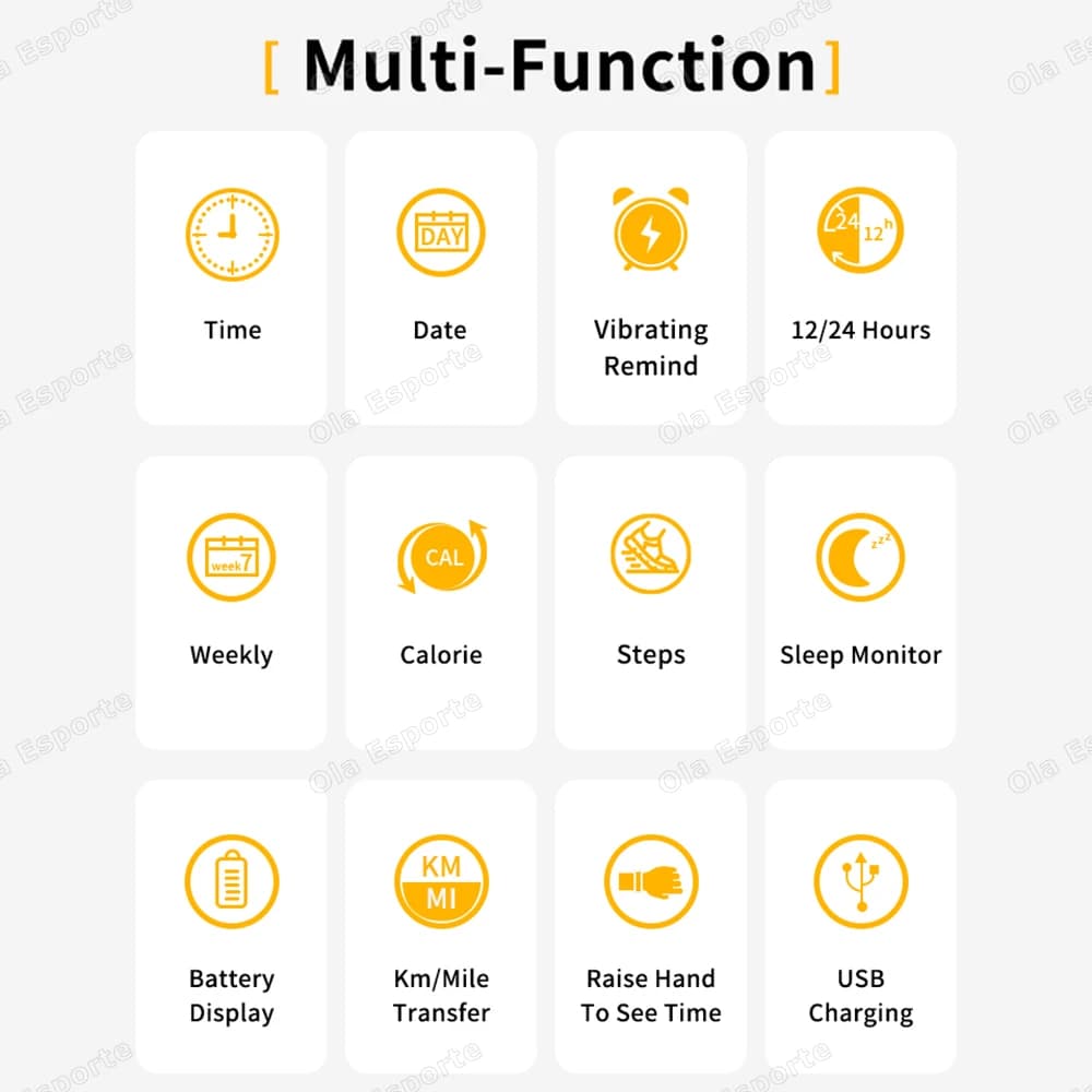 Bracelet connecté LED étanche podomètre running moniteur activité alarme vibreur rappel smartband sport