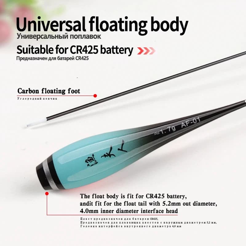 3 pièces corps de flotteur nano + 3 tubes bouchon lumineux sans queue CR425 pour pêche en mer et lac