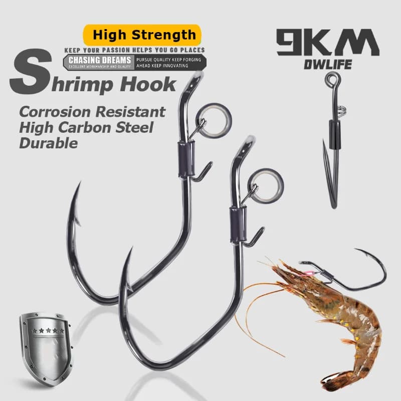 10 hameçons 9KM pour crevettes vivantes pêche silure eau douce mer résistance corrosion