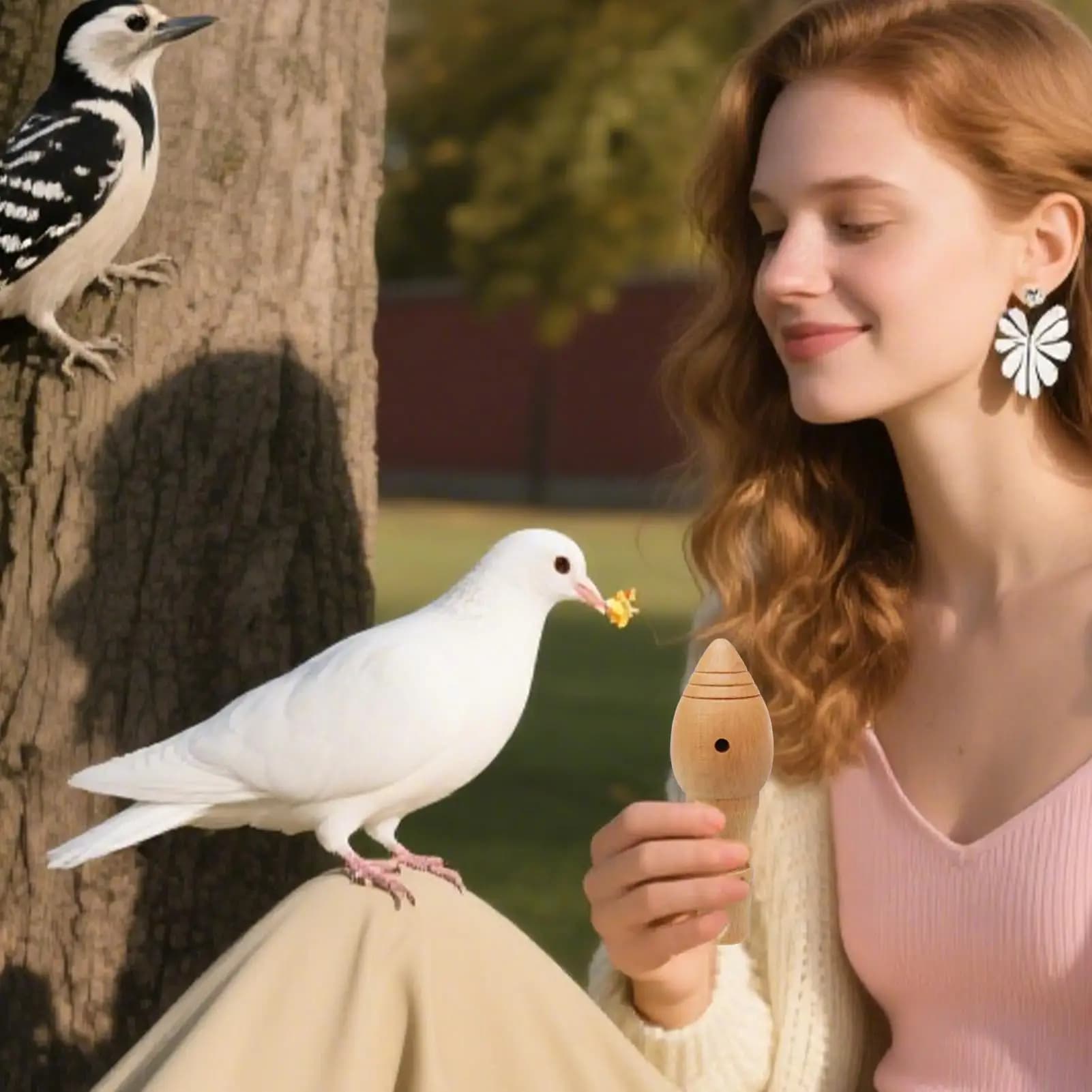Sifflet oiseau en bois simulation son réaliste - Appelant leurre pour chasse observation nature adultes