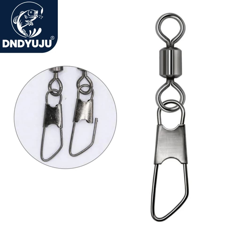DNDYUJU 100 swivels de pêche type A en acier inoxydable pour connecteurs de leurres et pêche à la carpe