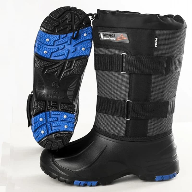 Chaussures de pêche hivernales étanches avec clous en acier - Bottes de wading chaudes pour randonnée et chasse