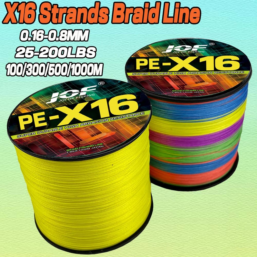 Ligne de pêche mer 16 brins PE 25-200LB pour surfcasting et roche, 100 à 1000 mètres