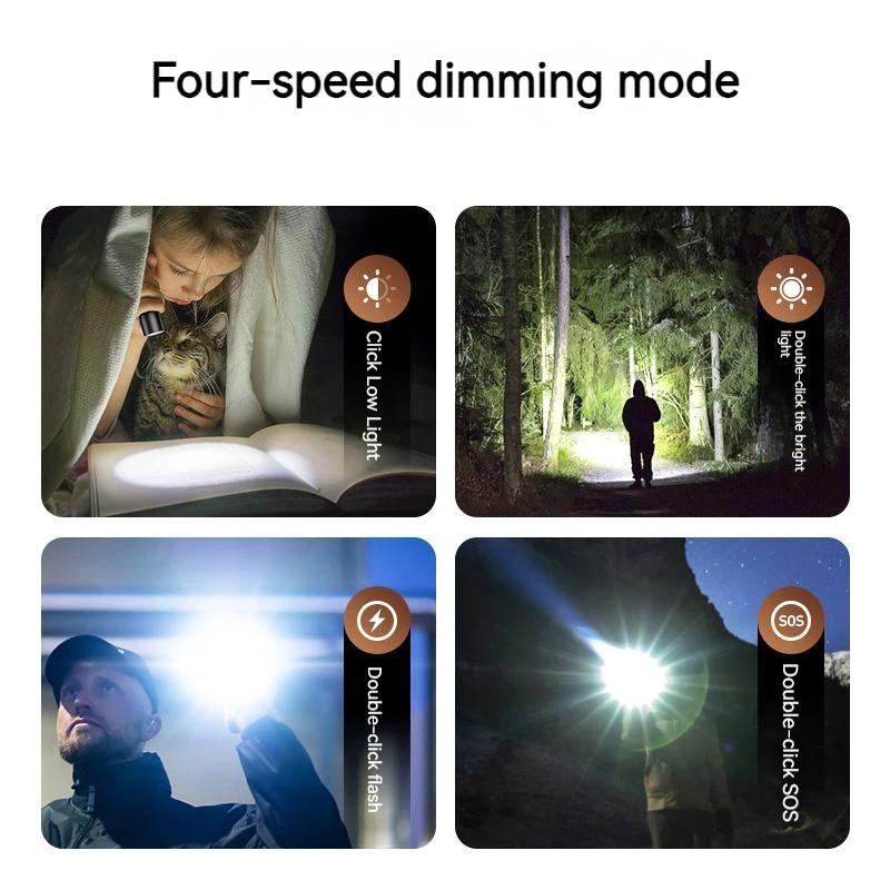Lampe torche LED rechargeable EDC défense personnelle camping randonnée pêche urgence portable