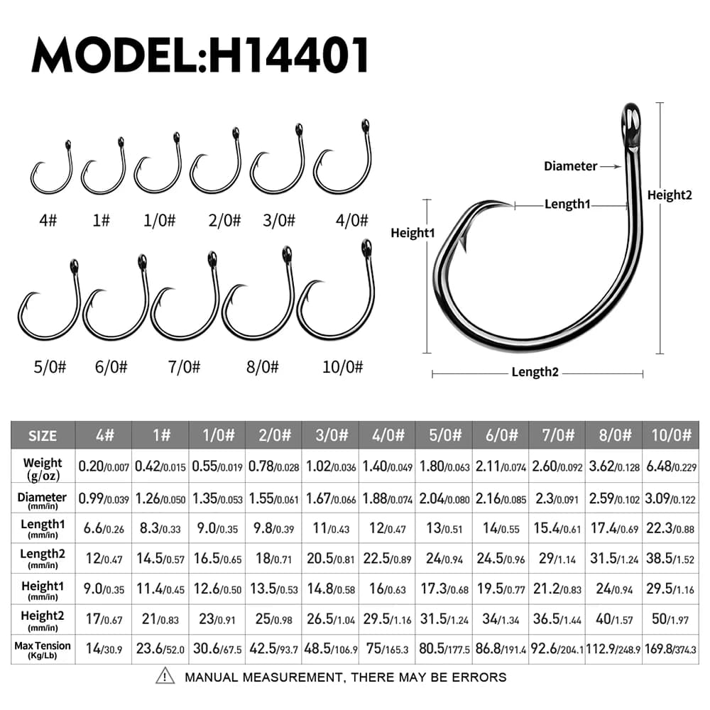 Hameçons circle octopus 10 pièces barbelés force traction élevée pour silure eau douce tailles