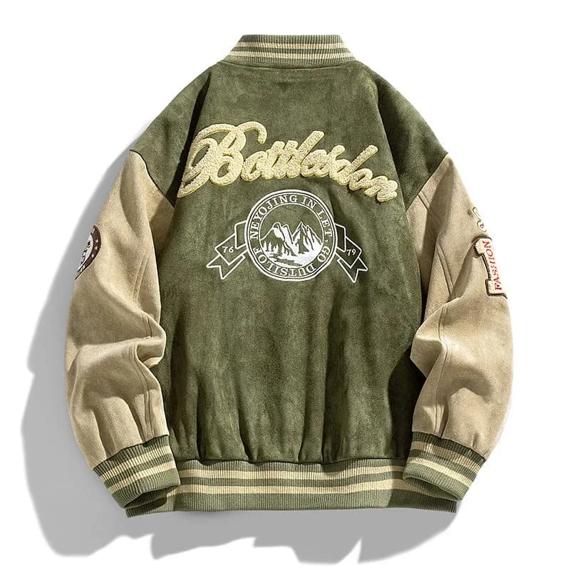 Veste baseball brodée pour pêche - Style hip-hop - Veste légère printemps automne - Homme