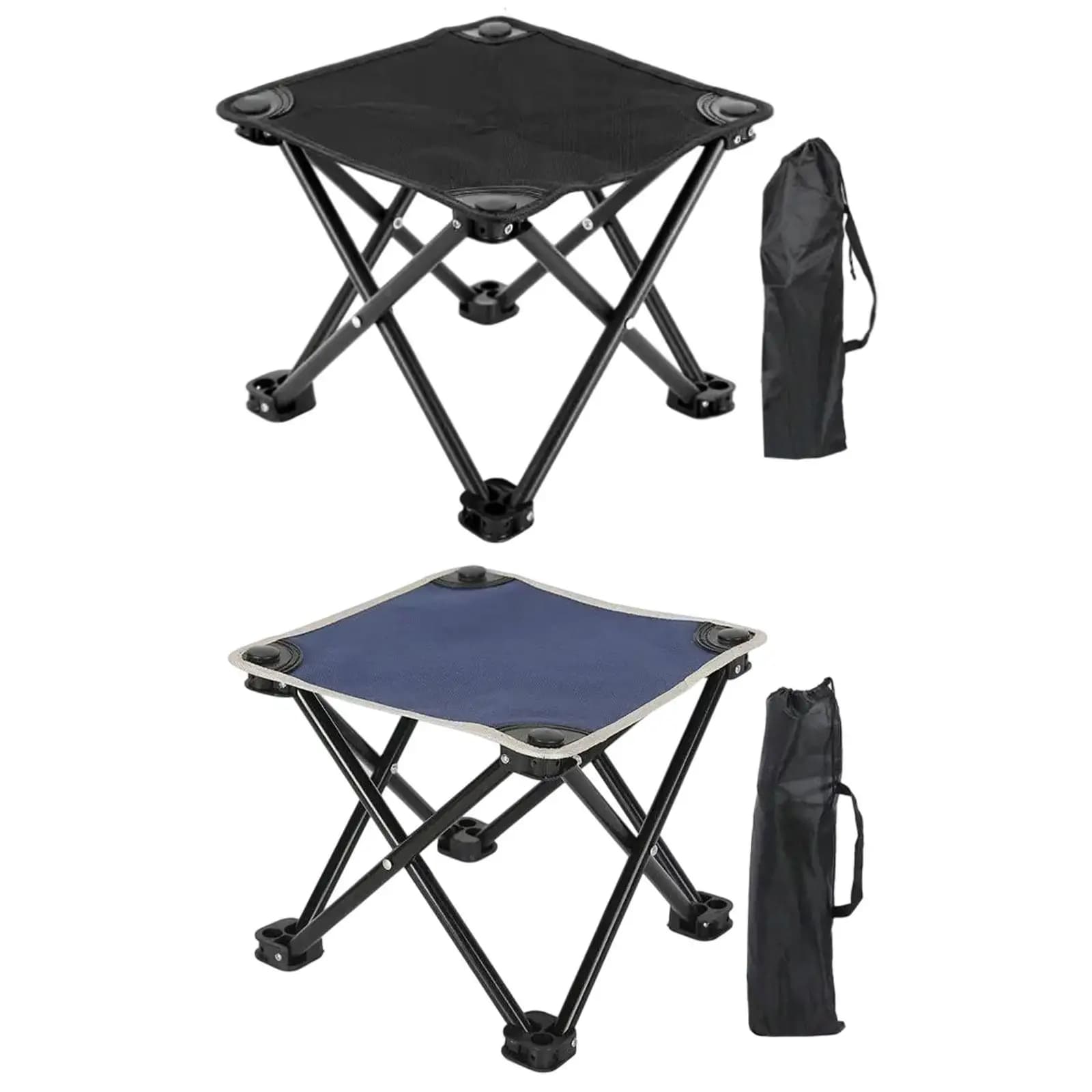 Tabouret de camping pliant avec repose-pieds et sac de transport pour pêche et randonnée