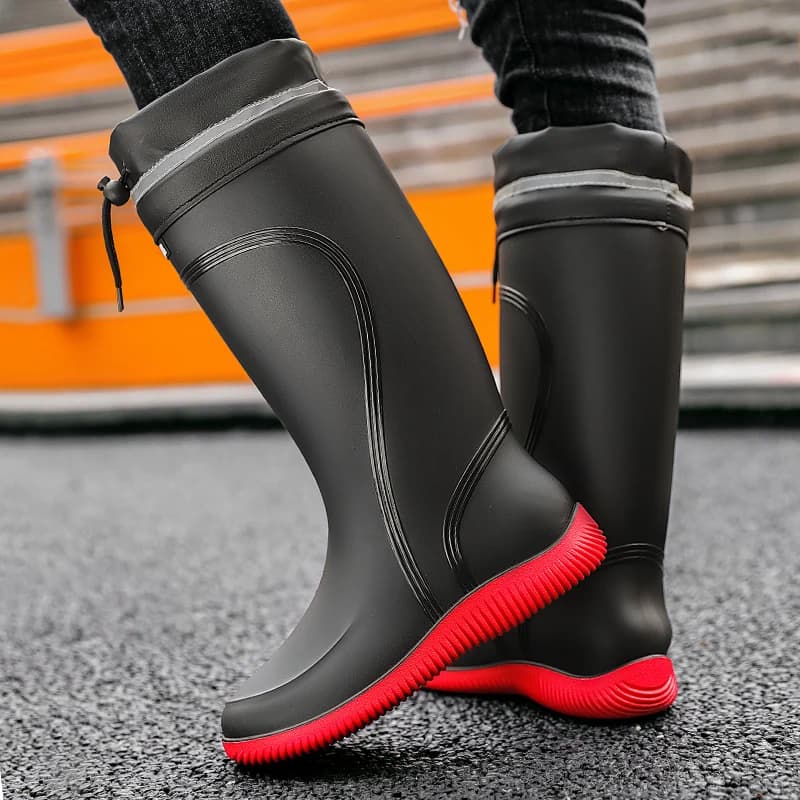 Chaussures de pluie homme imperméables quatre saisons semelles souples antidérapantes confort travail extérieur