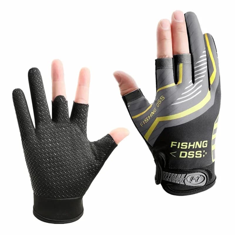 Gants pêche trois doigts homme été anti-UV anti-dérapant soie glacée légers techniques