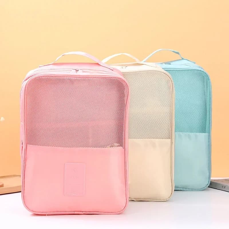 Sac à chaussures voyage 3 compartiments portable - Organisateur produits toilette sous-vêtements accessoires