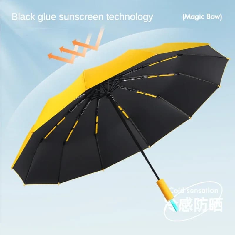 Parapluie automatique super résistant au vent 72 branches grand format pluie et soleil mixte