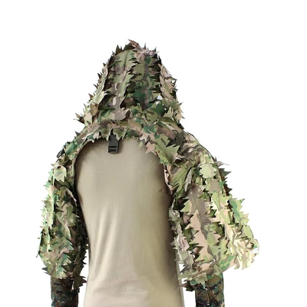 Veste sniper ghillie tactique 3D feuilles - Tenue camouflage airsoft paintball chasse pêche