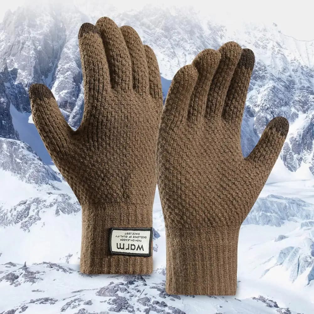 Gants hiver thermiques hommes épais doublés polaire anti-dérapants écran tactile coupe-vent vélo