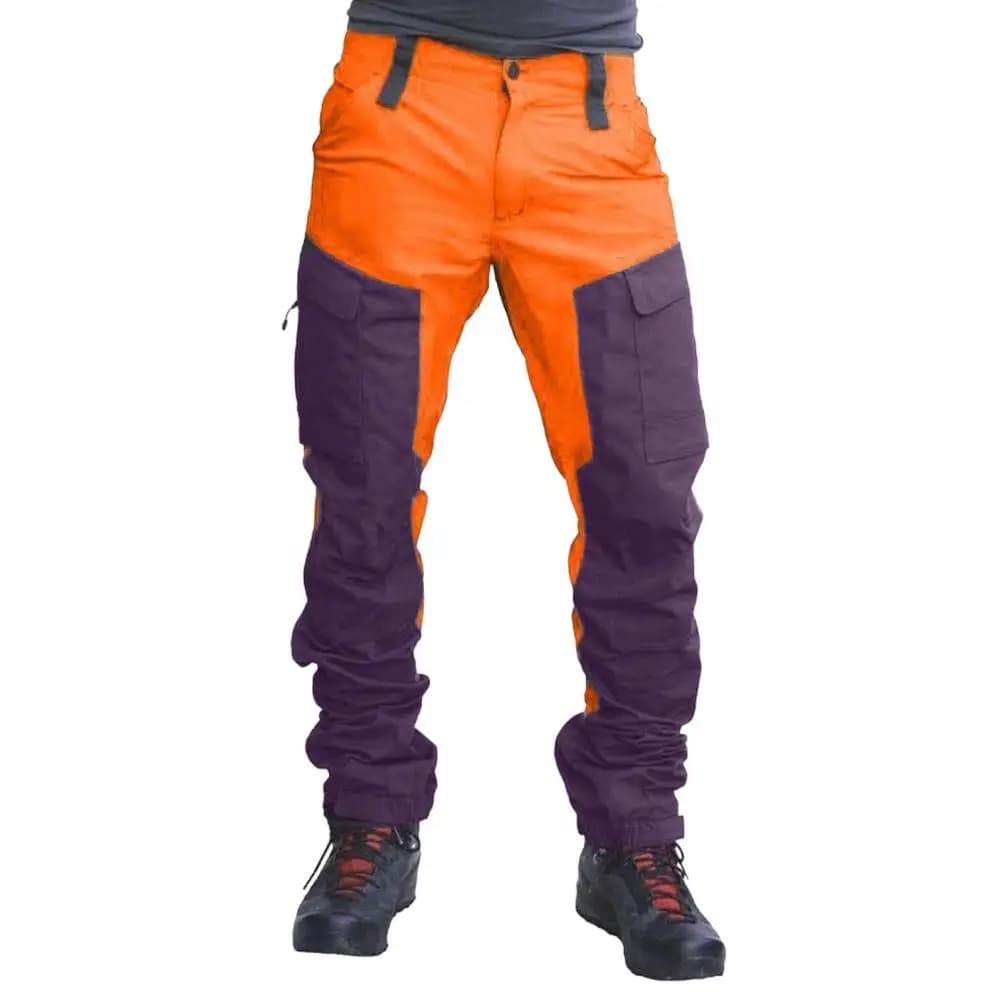 Pantalon cargo outdoor multi-poches montagne réparation pêche travail homme colorblock