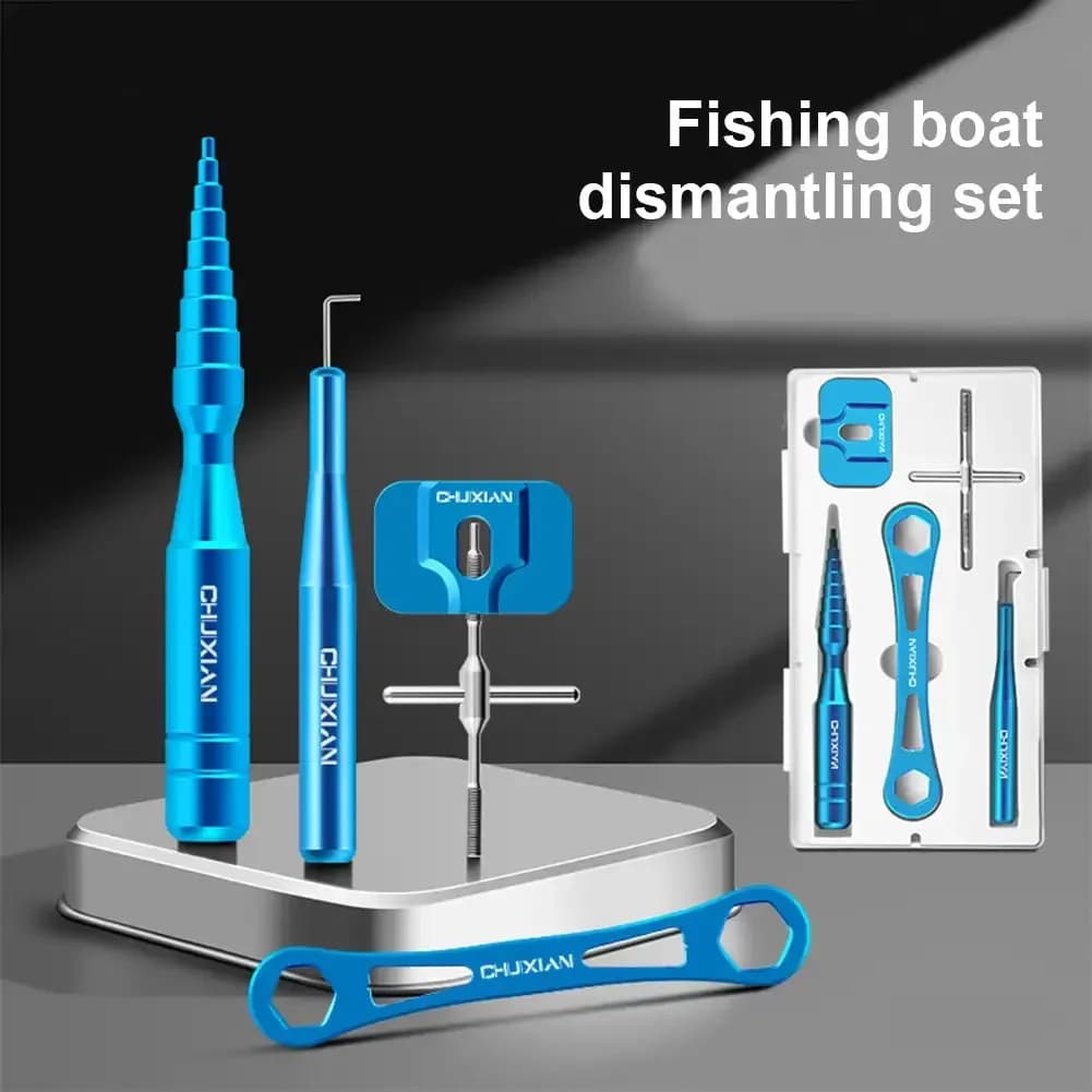 Kit d'outils de maintenance pour moulinet pêche : extracteur roulements, clé démontage, entretien matériel