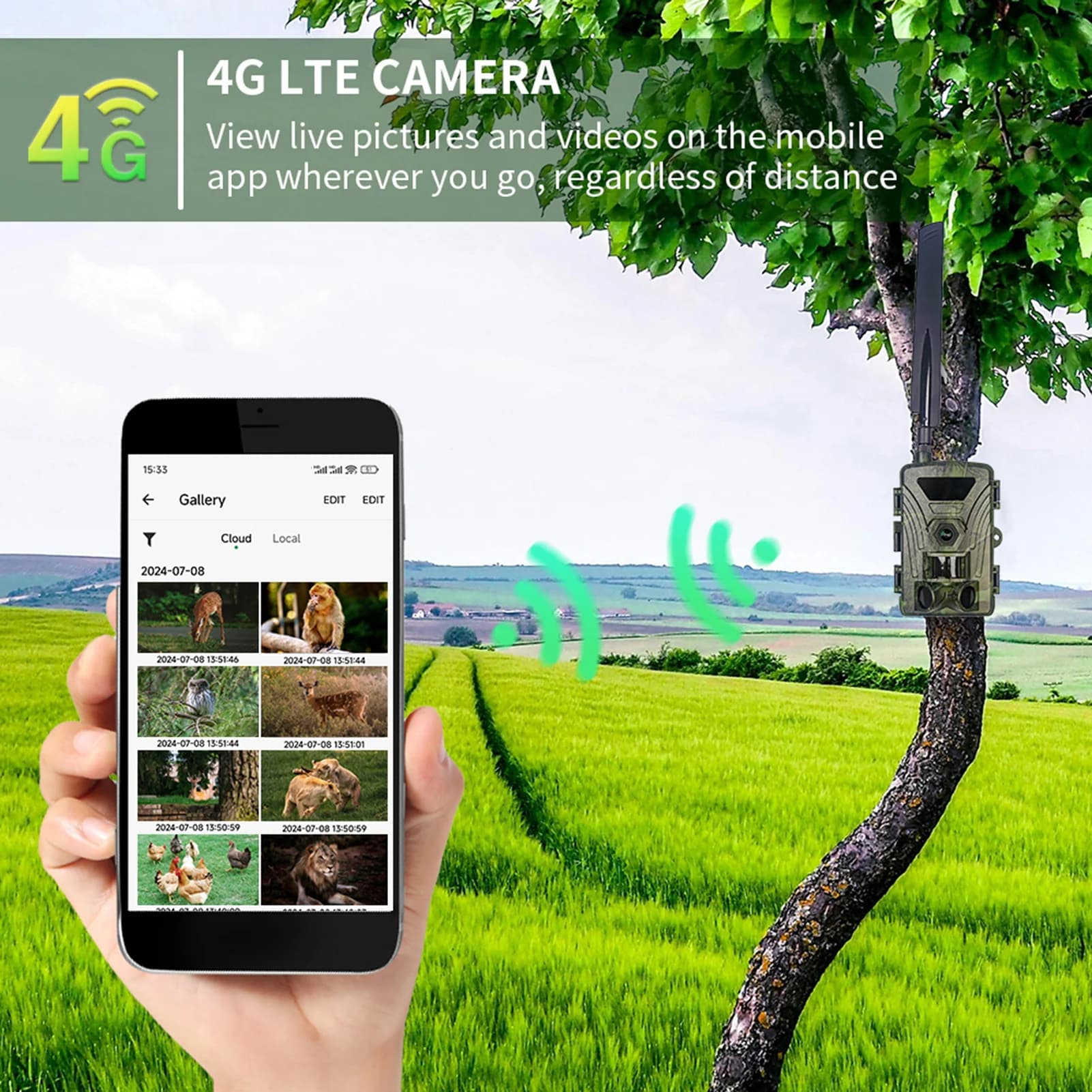 Caméra de chasse 4G 8K 60MP - Détection PIR 120° ultra-rapide pour observation faune sauvage
