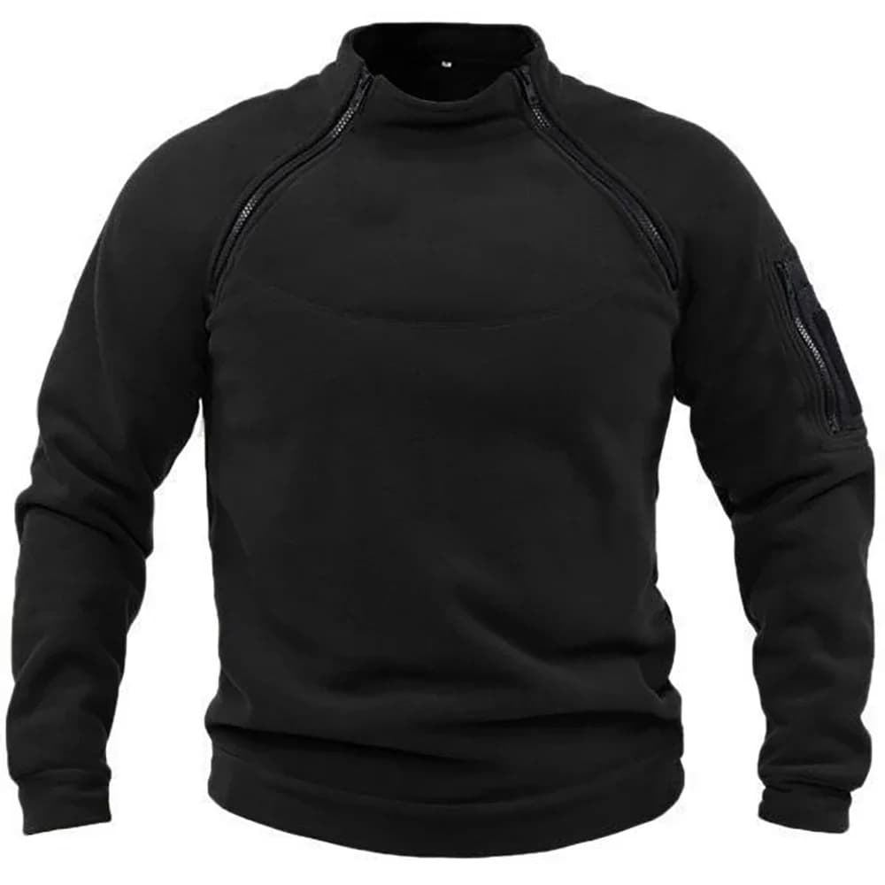 Pull polaire tactique pour pêche hivernale - Veste sport col montant épaisse coupe-vent
