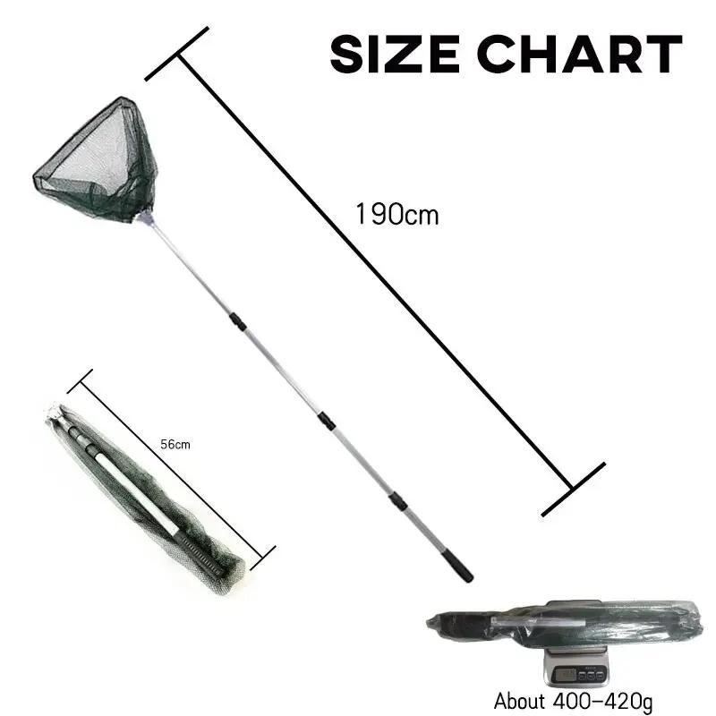 Filet de pêche télescopique aluminium 190 cm rétractable pour carpe et pêche à la mouche en mer