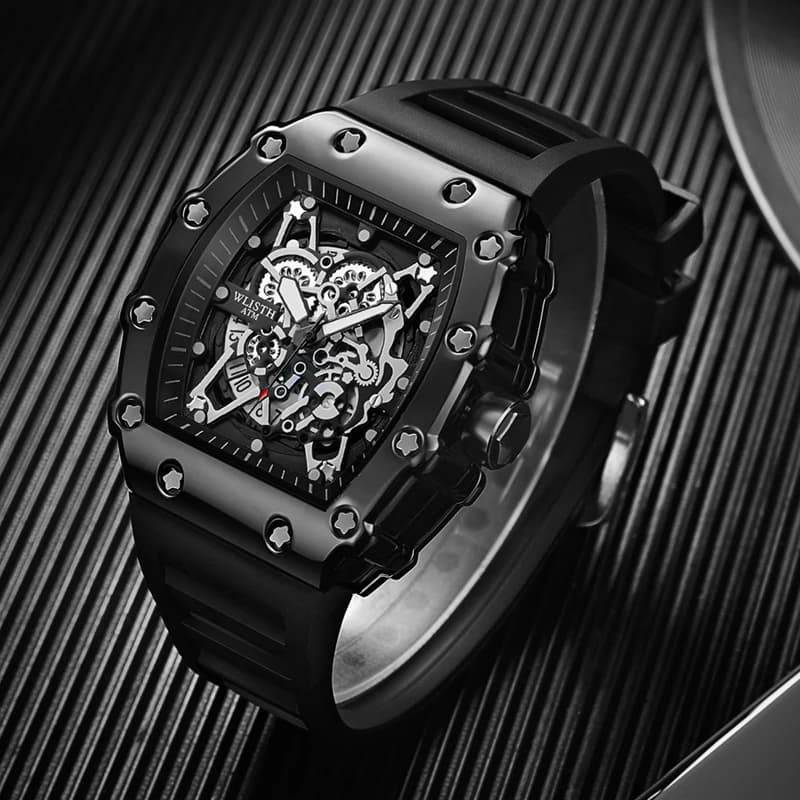 Montre homme grand cadran quartz étanche sport - Montre carrée luminescente pour activités extérieures