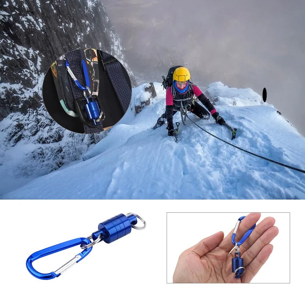 Clip magnétique pêche rapide porte-épuisette relâche rapide avec mousqueton portable