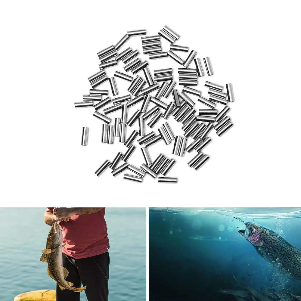 100 pièces manchons sertissage cuivre 1.0 à 2.8mm pour ligne pêche mer accessoires montage leader