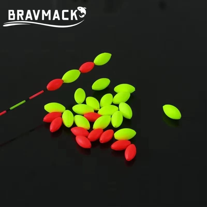 50 flotteurs de pêche en mousse olive haute qualité - Accessoires ligne spacieux pour pêche précise
