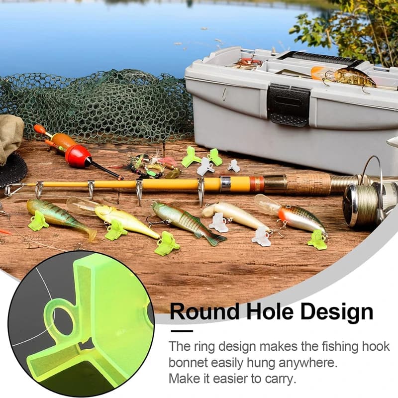 50 capuchons protecteurs pour hameçons triples, avec fentes et manchons, accessoires de pêche légers et durables