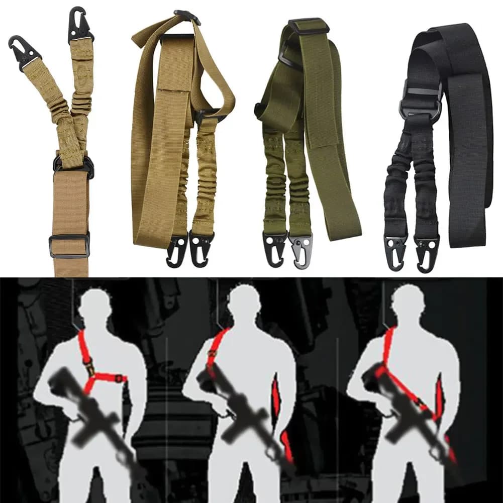 Bretelle tactique réglable pour fusil pêche, système élastique 1/2/3 points randonnée